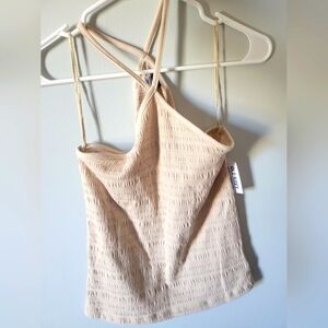 Oldnavy quilted cream twist halter top